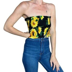 Sunflower Hippie Festival Cropped Tube Top